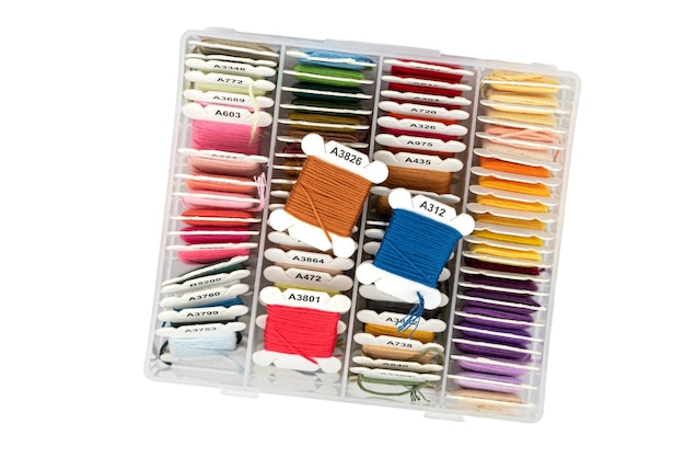 three embroidery kits on table